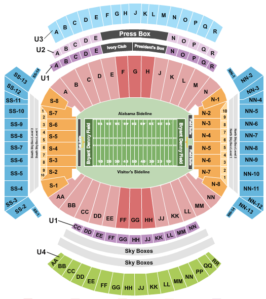 Bryant-Denny Stadium Iron Bowl Seating Chart